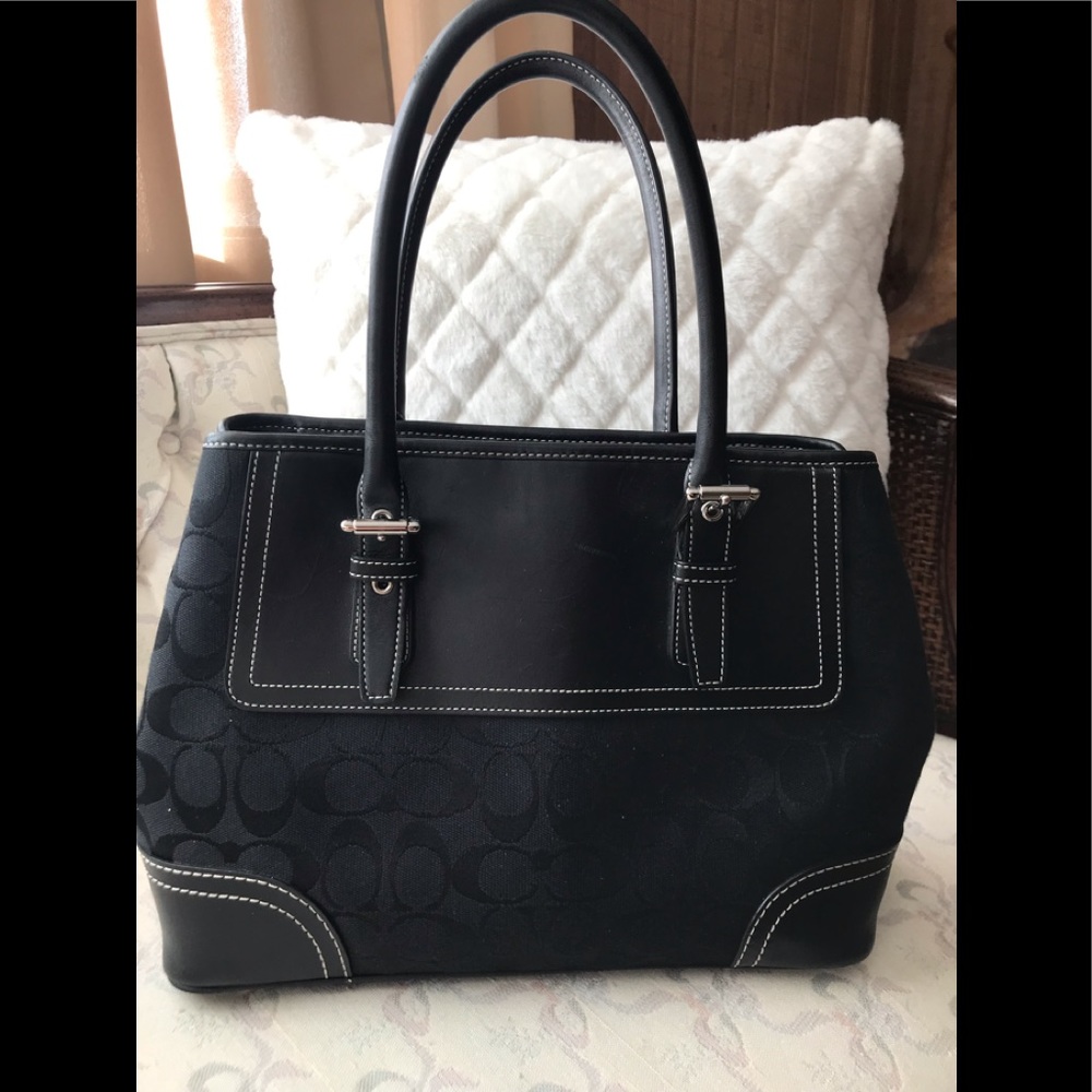 Coach Black Jacquard Hampton Satchel